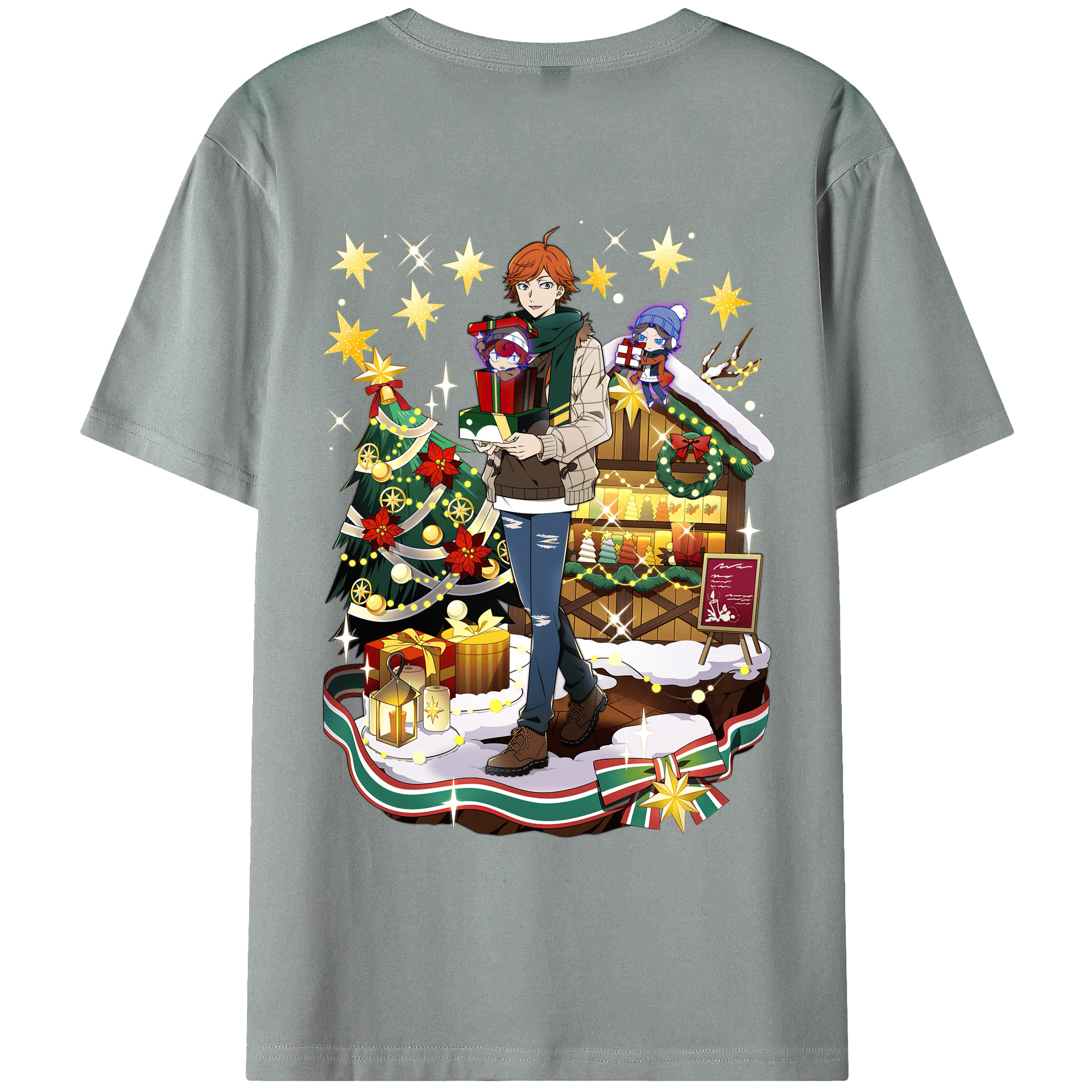 （画像用） 文豪ストレイドッグス Bungo Stray Dogs 綿100％ メンズ半袖Tシャツ（バックプリント） 通気性